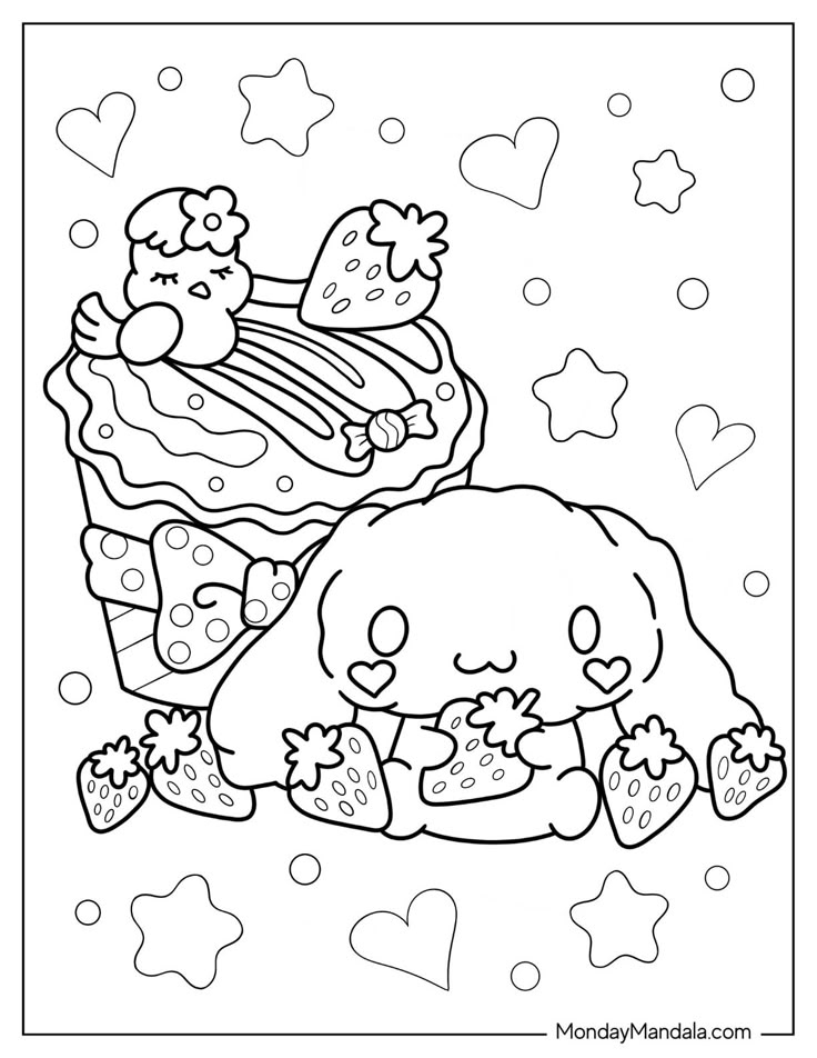 10 Cinnamon Roll Hello Kitty Coloring Page Coloring Craze