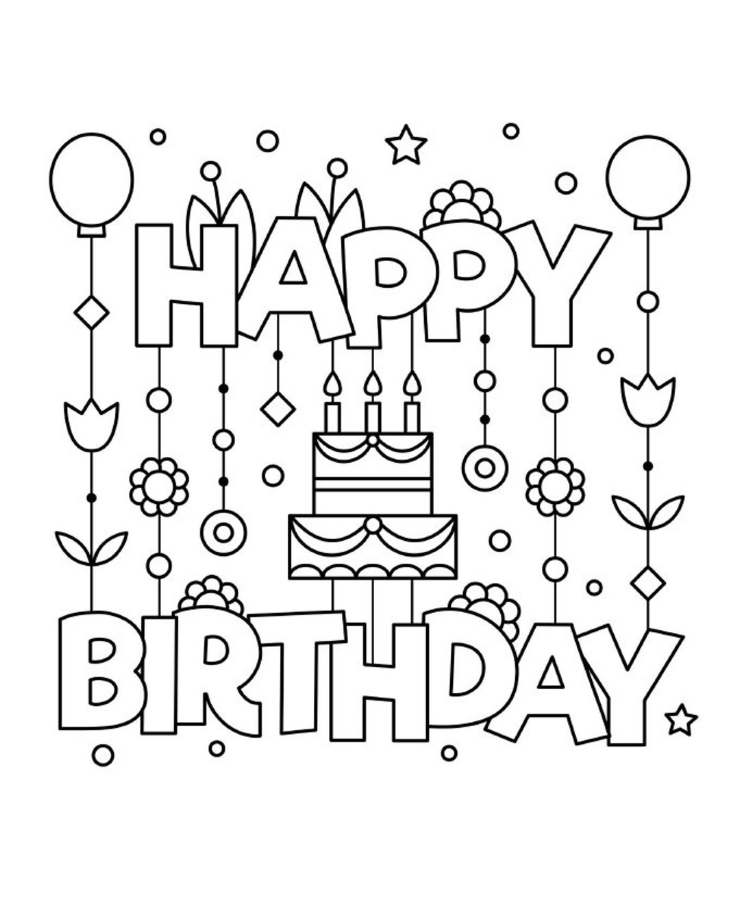 25 Free Printable Happy Birthday Coloring Pages Printable 