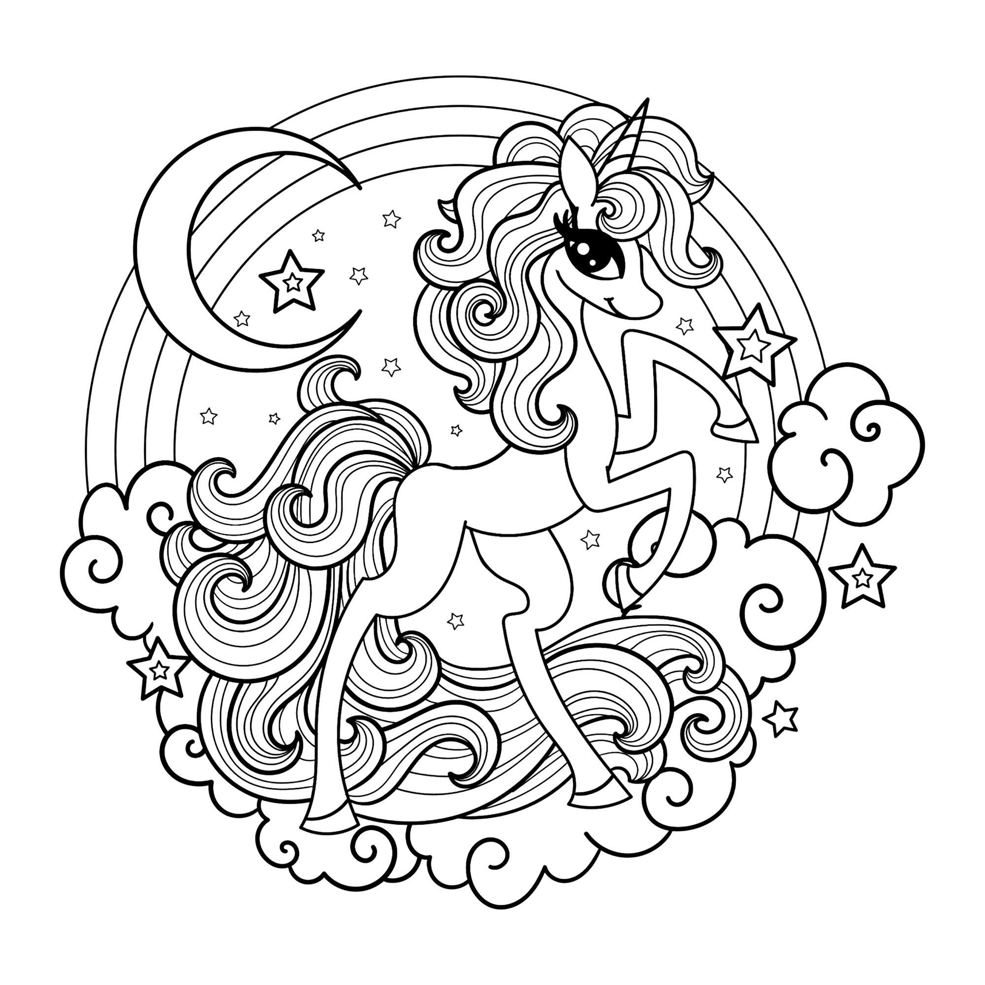 A Stylish Modern Unicorn Unicorn Coloring Pages