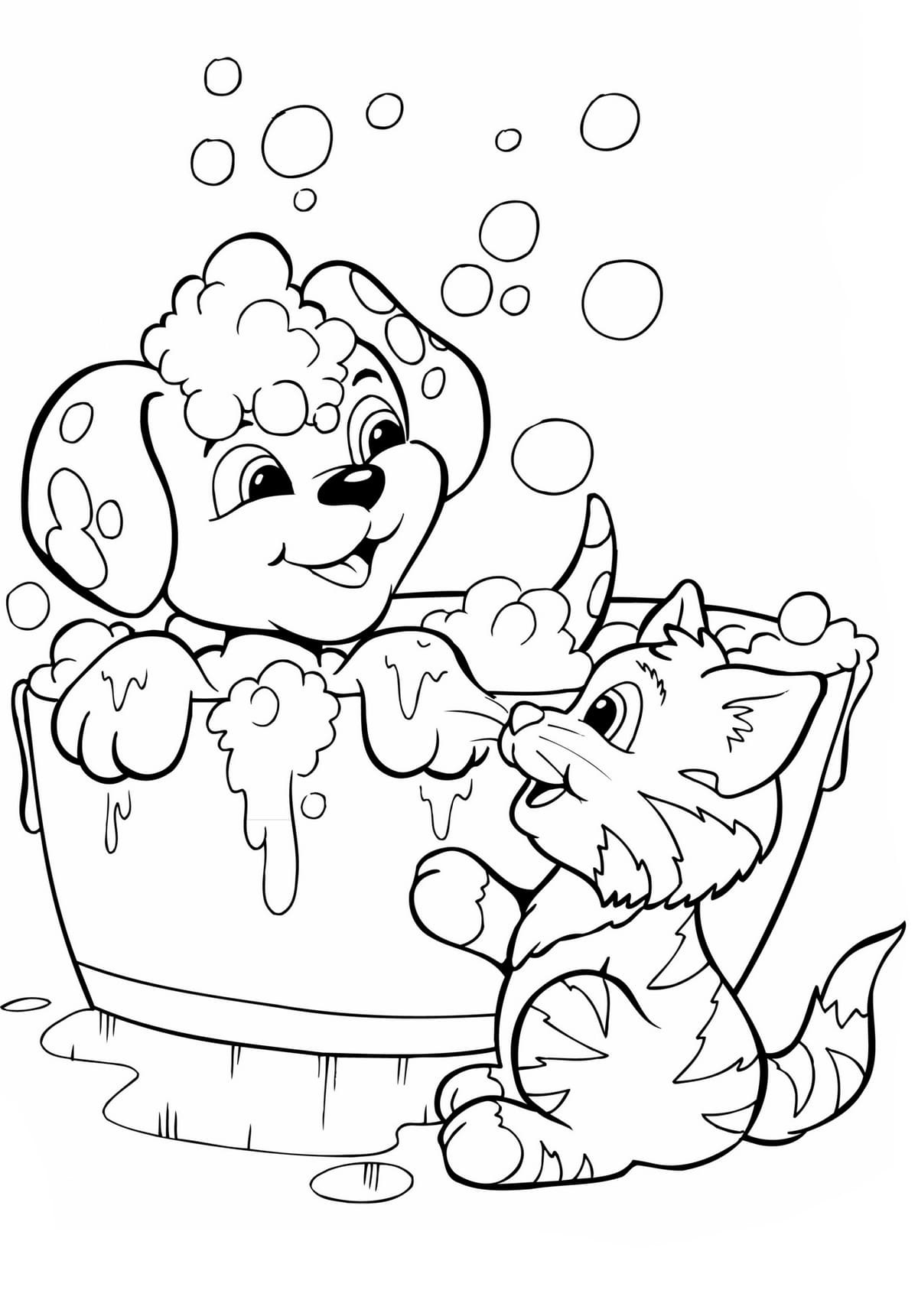 cat and dog coloring pages