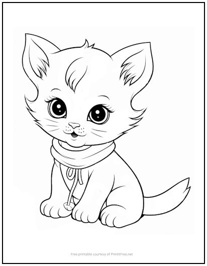 Adorable Kitten Coloring Page Print It Free Adorable Kitten Coloring Page Print It Free