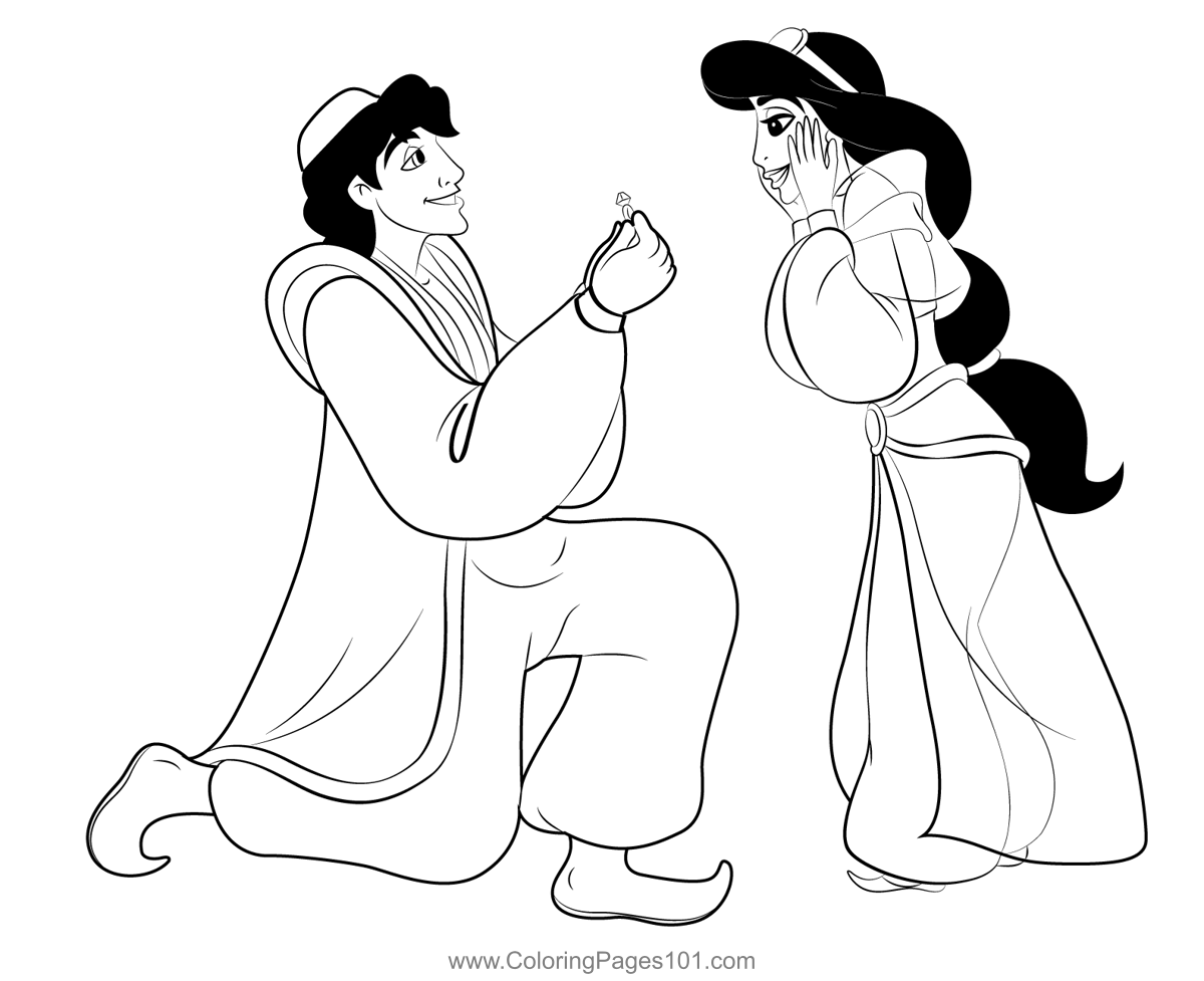 Aladdin Propose Jasmine Coloring Page For Kids Free Aladdin Printable Aladdin Propose Jasmine Coloring Page For Kids Free Aladdin Printable