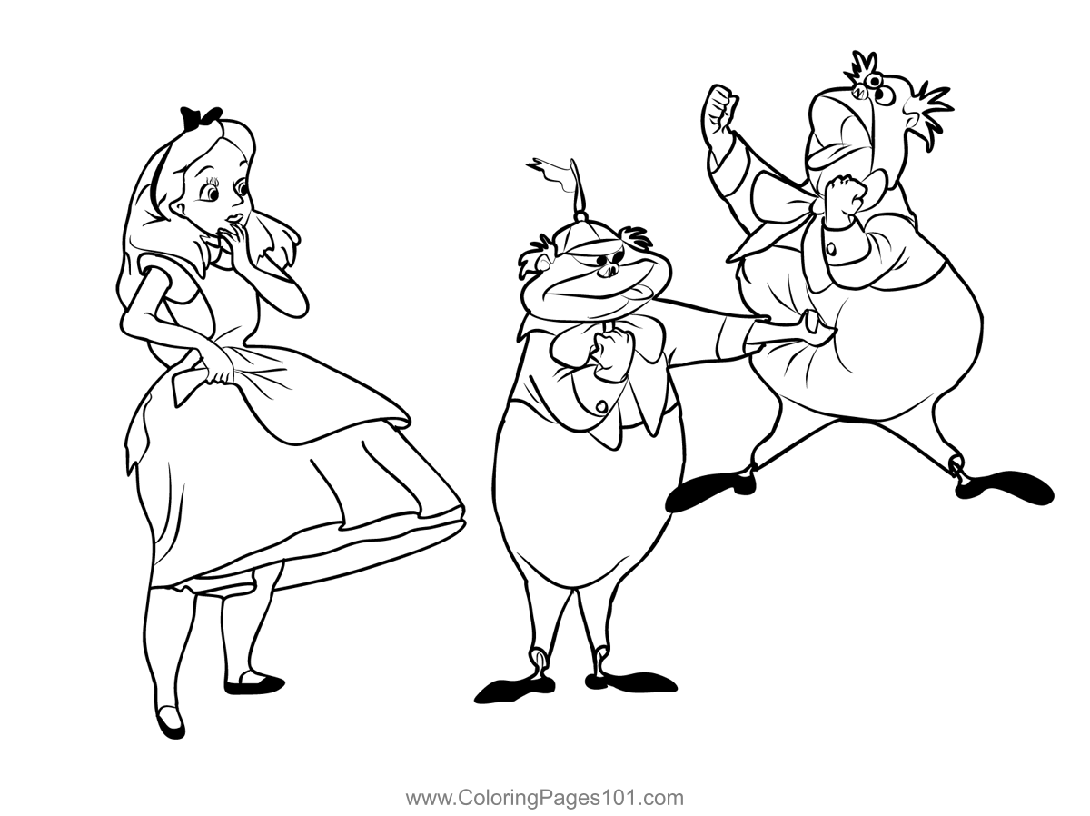Alice In Wonderland 2 Coloring Page For Kids Free Alice In Wonderland 