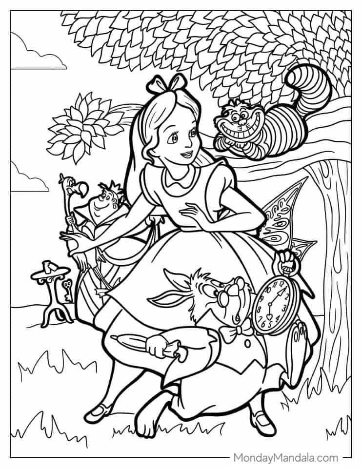 Alice Wonderland Coloring Pages