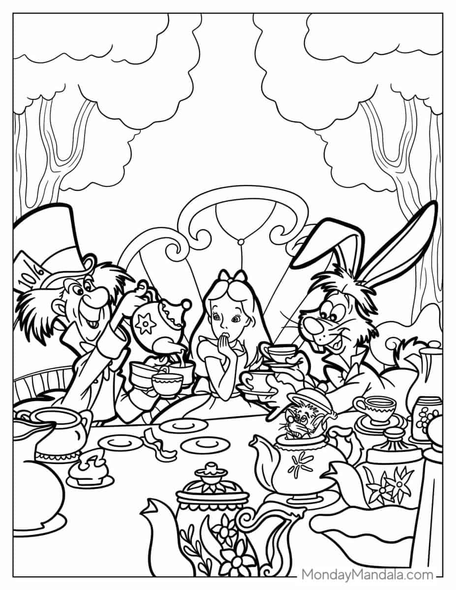 Alice Wonderland Coloring Pages Jenny Printable