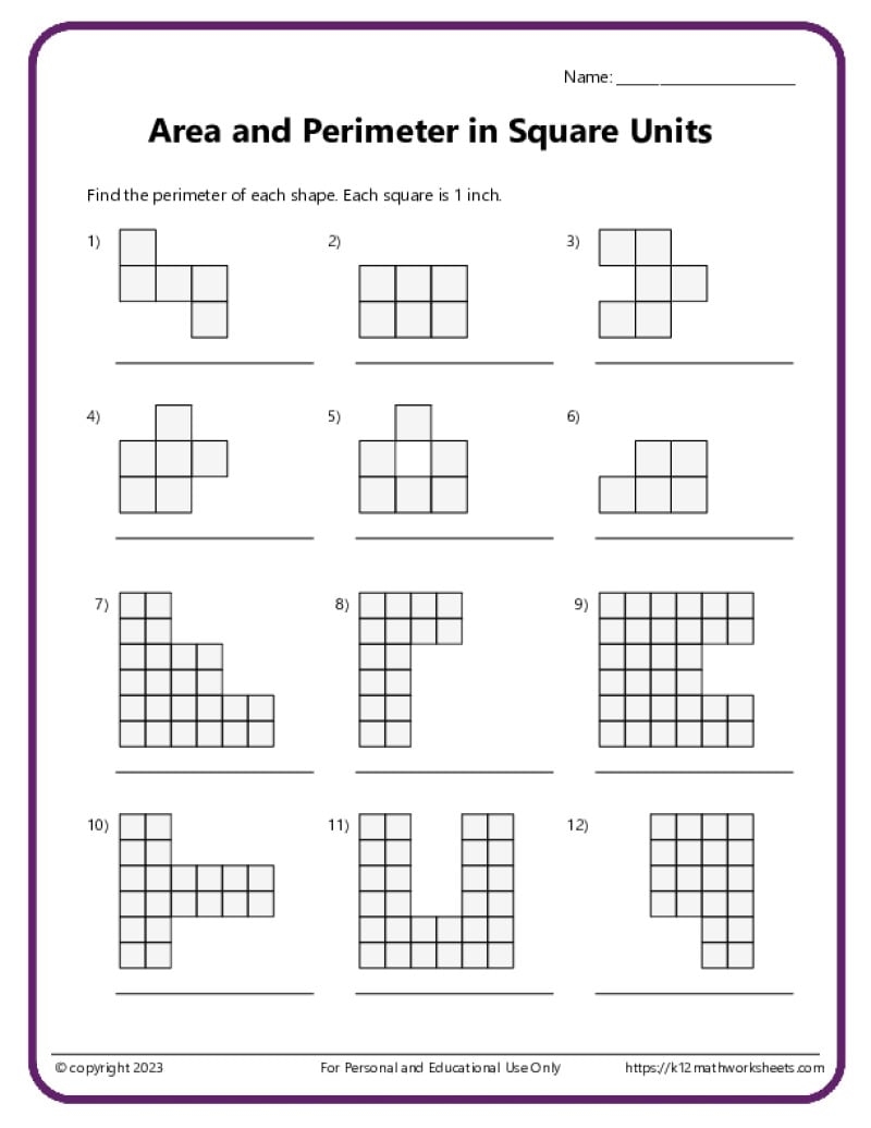 Area And Perimeter Worksheets Area And Perimeter Worksheets