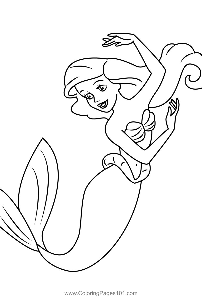 Ariel Dancing Coloring Page For Kids Free The Little Mermaid 