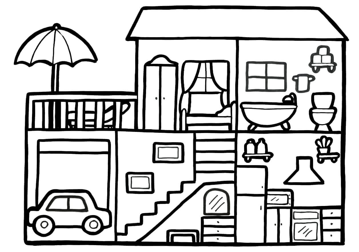 Around House Coloring Page Download Print Or Color Online For Free Around House Coloring Page Download Print Or Color Online For Free