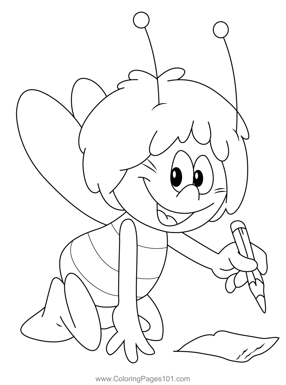 Bee Drawing Coloring Page For Kids Free Maya The Bee Printable Bee Drawing Coloring Page For Kids Free Maya The Bee Printable