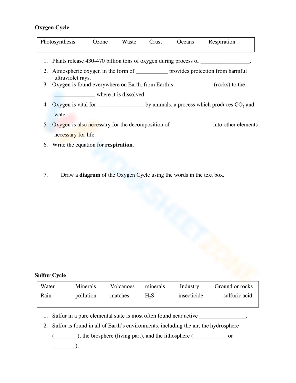Biogeochemical Cycles Worksheet Worksheet Worksheets Library