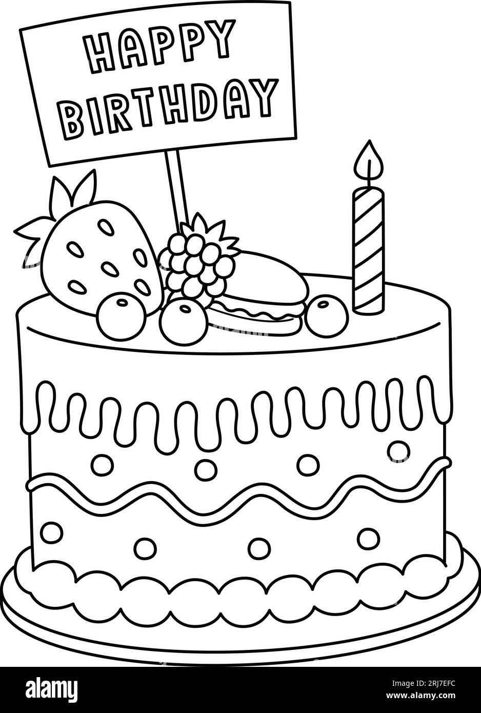 Birthday Cake Coloring Pages 2025 