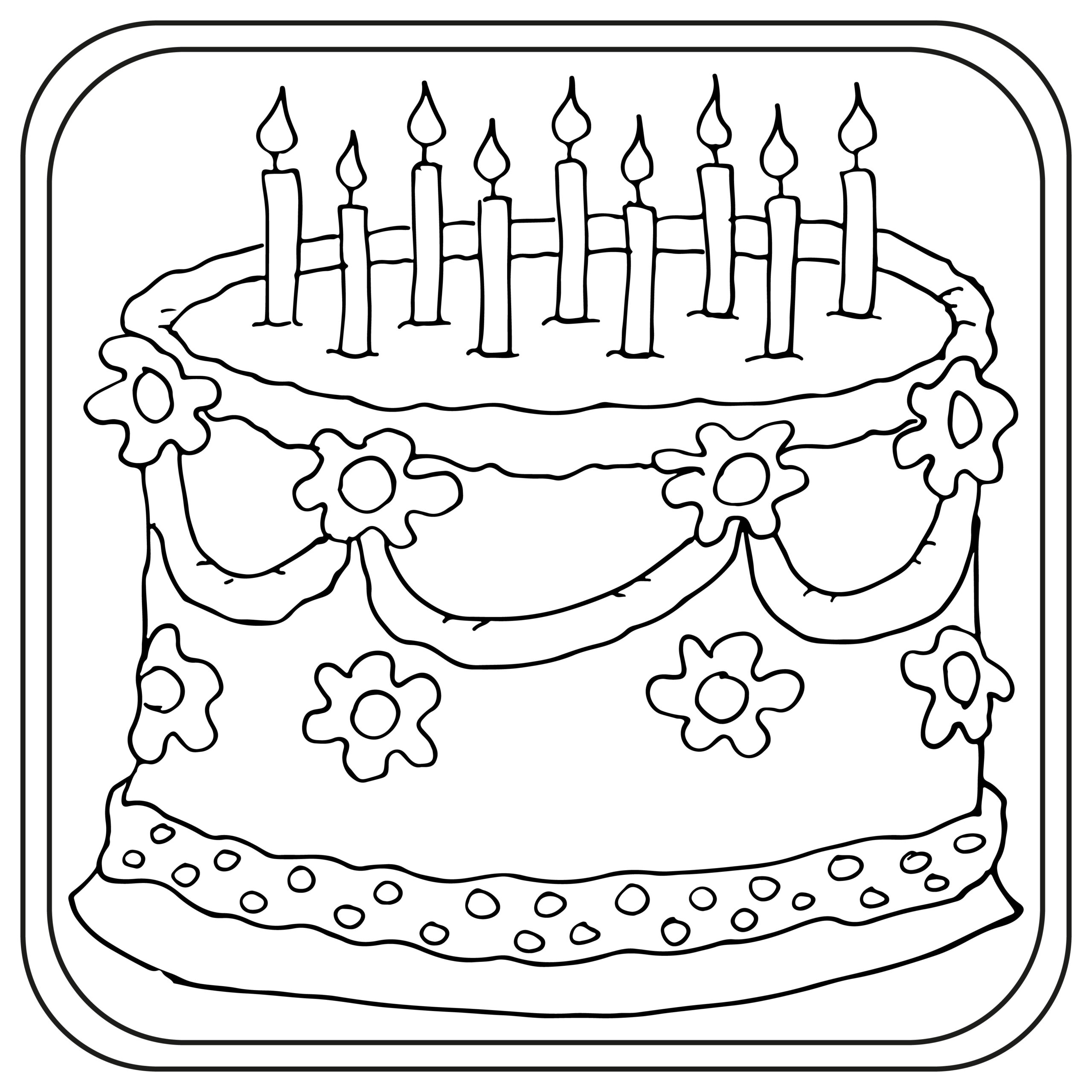 Birthday Cake Coloring Pages 2025 