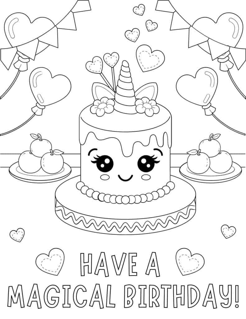 Birthday Card Coloring Page Printable