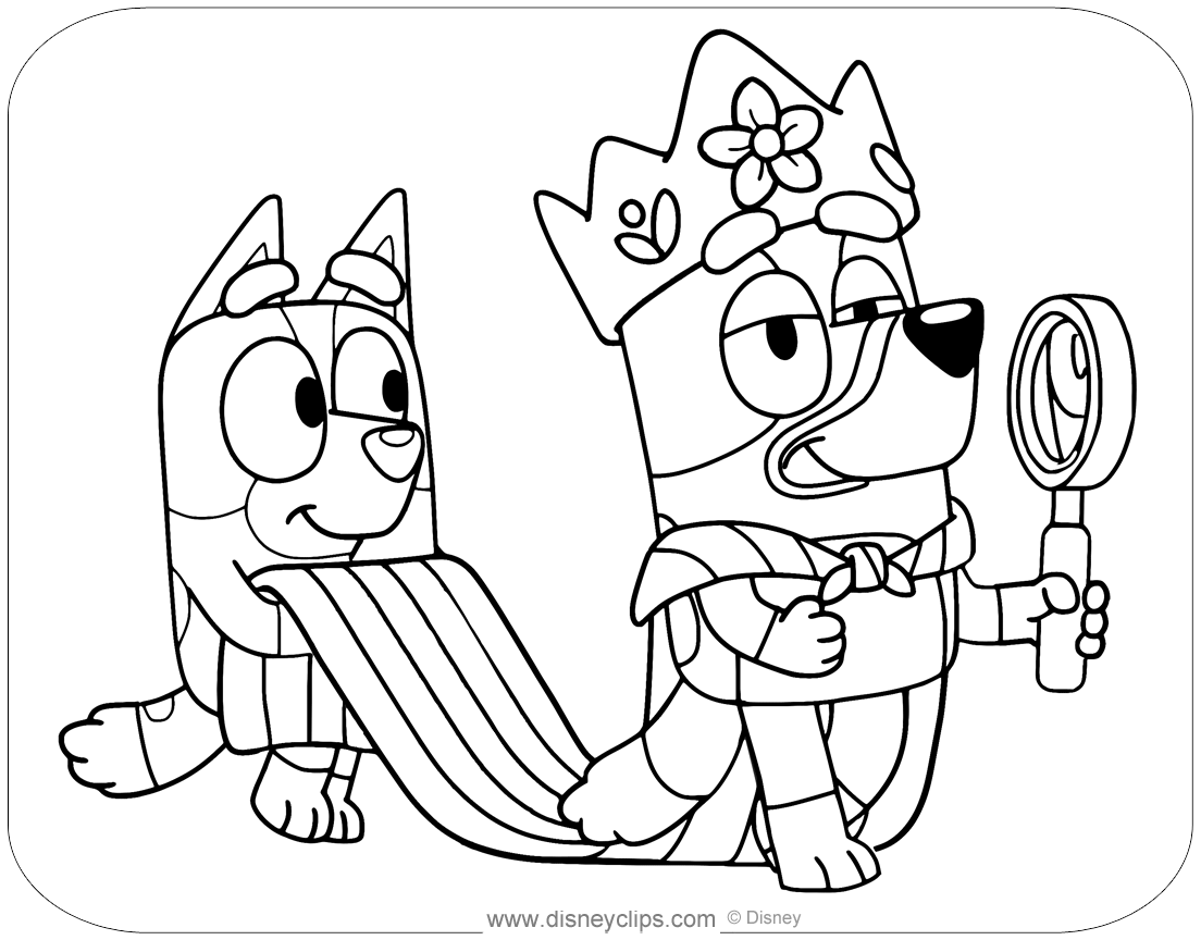 Bluey And Bingo Disney Coloring Pages Hello Kitty Coloring Family