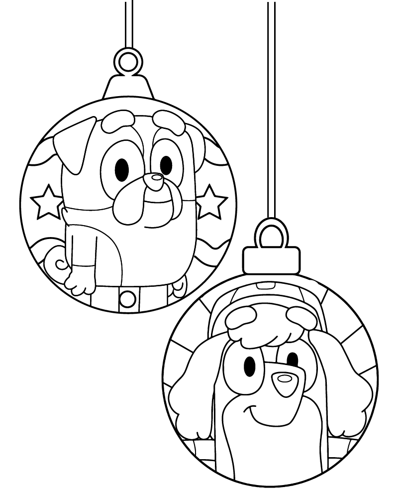 Bluey Christmas Ornament Coloring Page