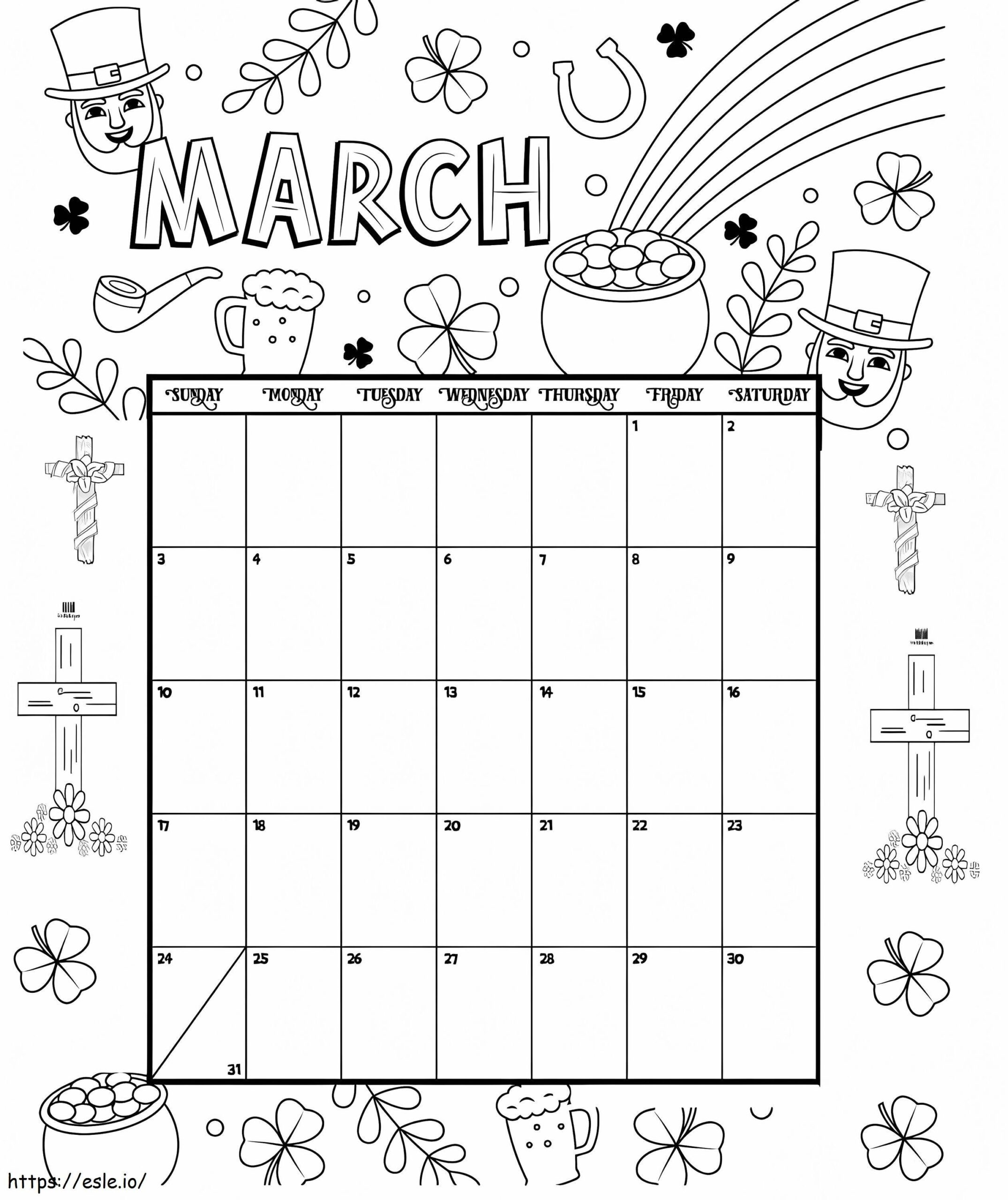 Calendar March Coloring Page Coloring Page Calendar March Coloring Page Coloring Page