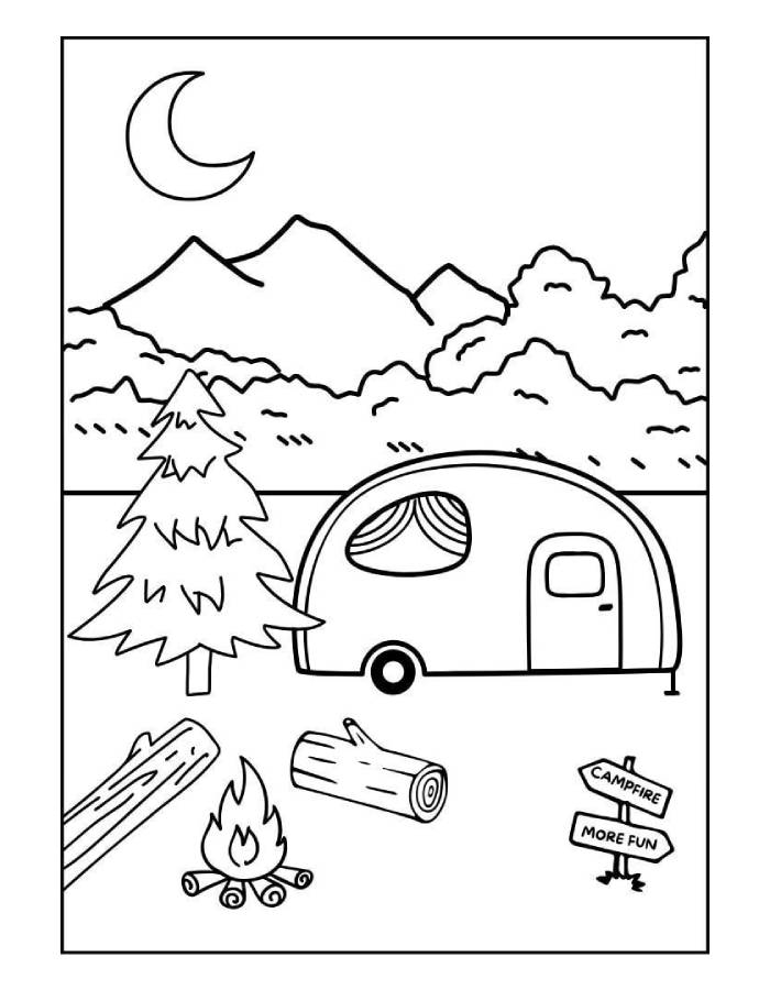 camping color pages camping color pages