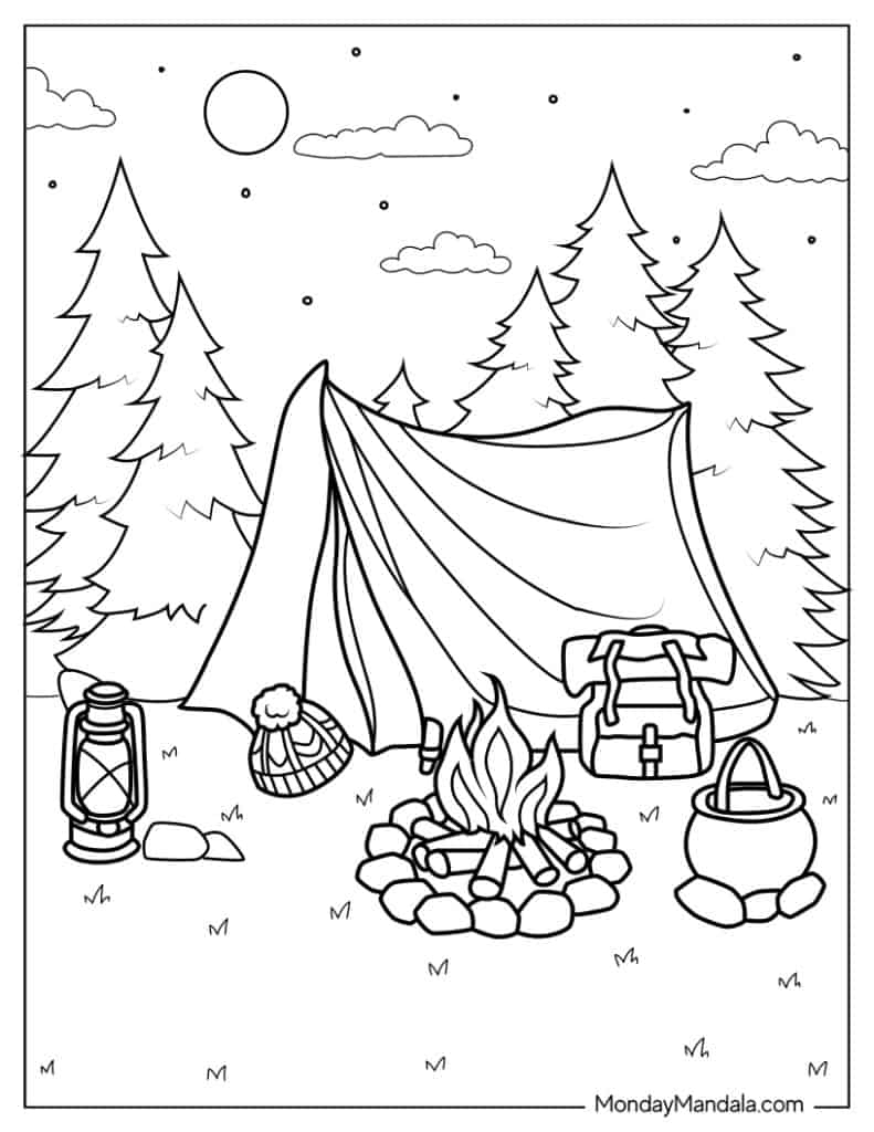 Camping Printable Coloring Pages 2025 