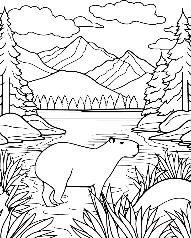 Capybara Coloring Page Capybara Coloring Page