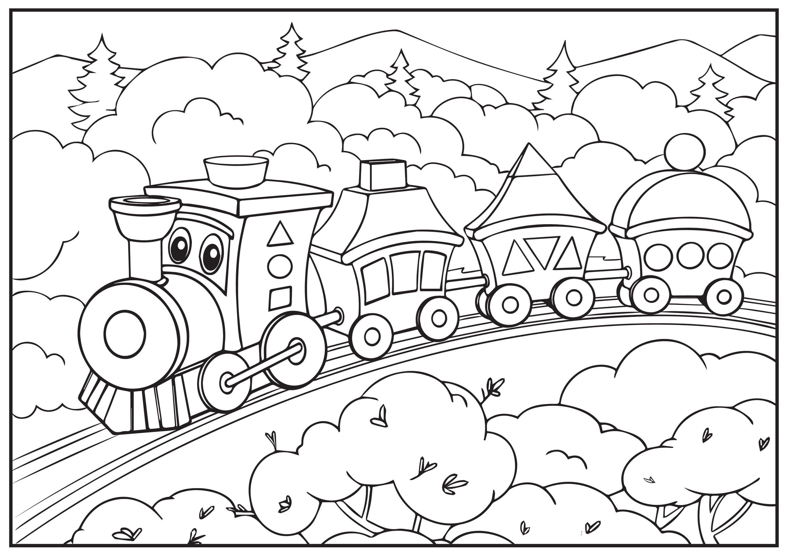 Cartoon Train Coloring Page Download Print Or Color Online For Free