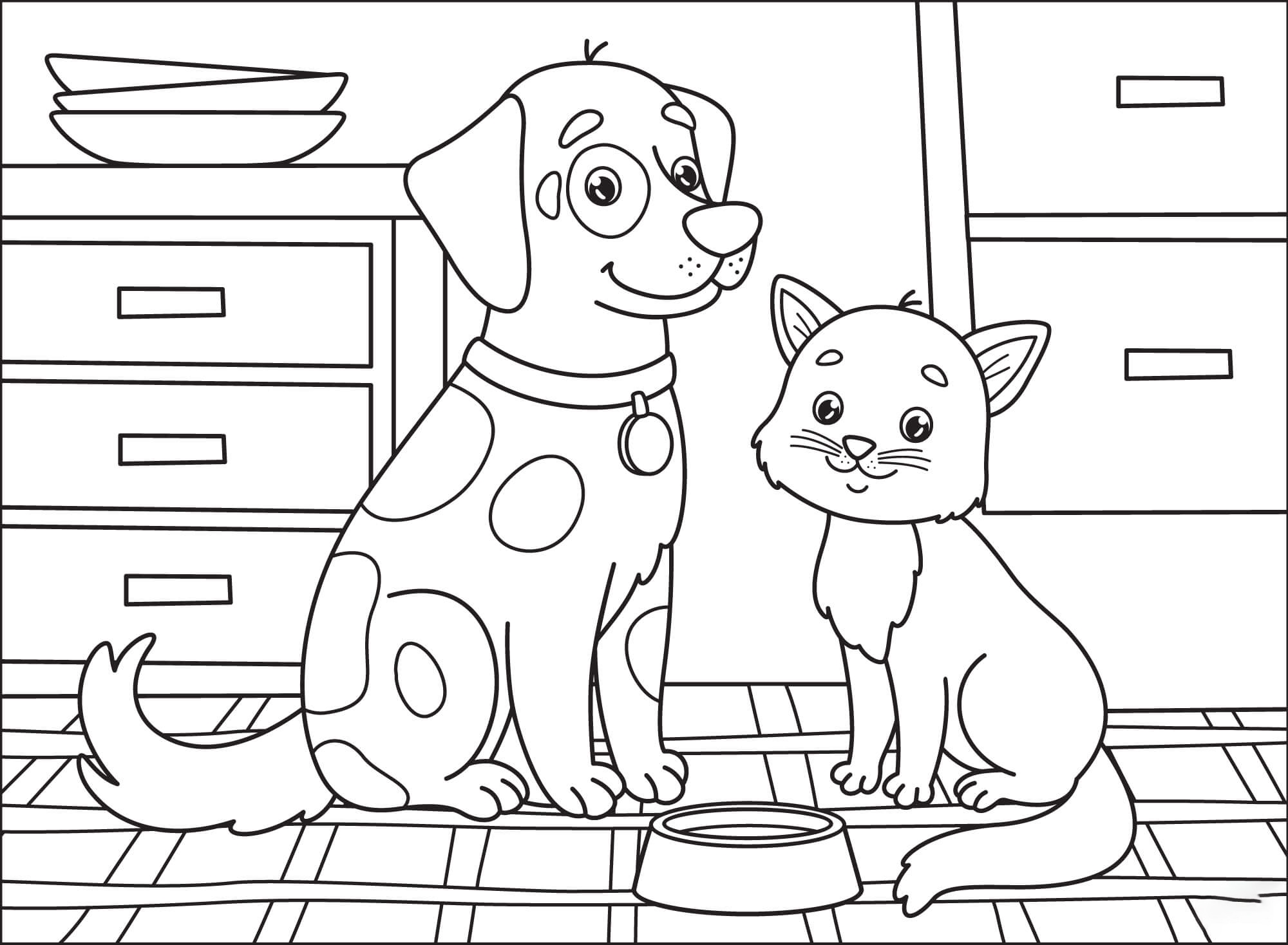 Cat Dog Coloring Pages Coloring Pages