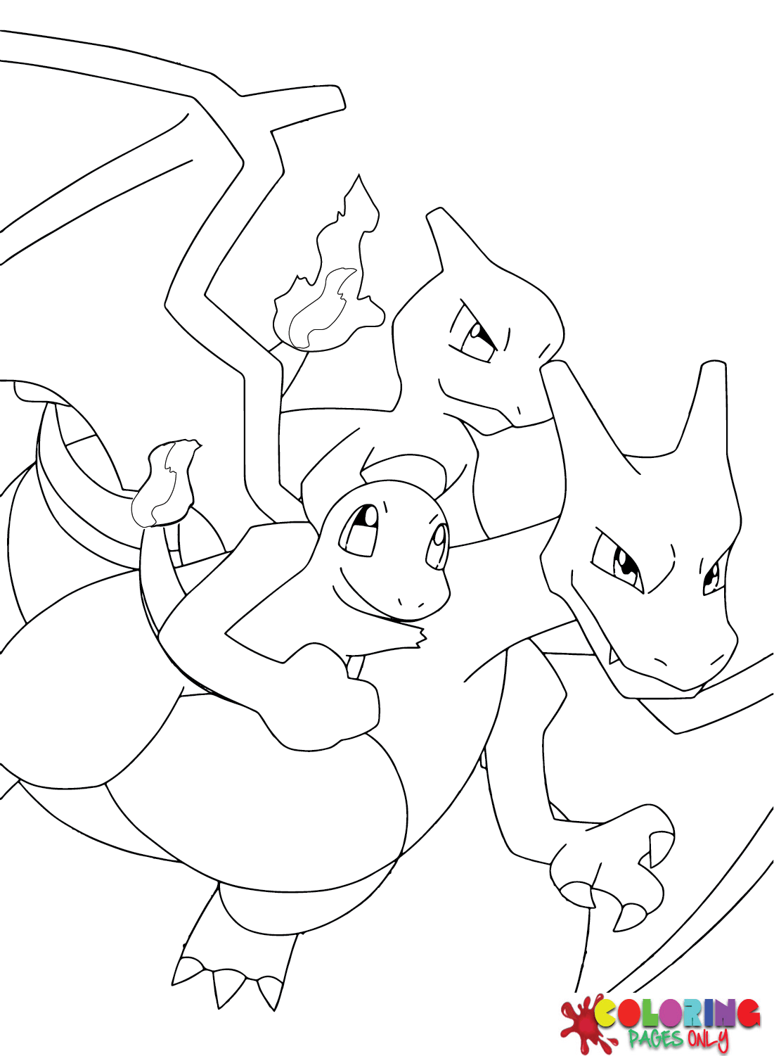 Charizard Evolution Coloring Page Free Printable Coloring Pages