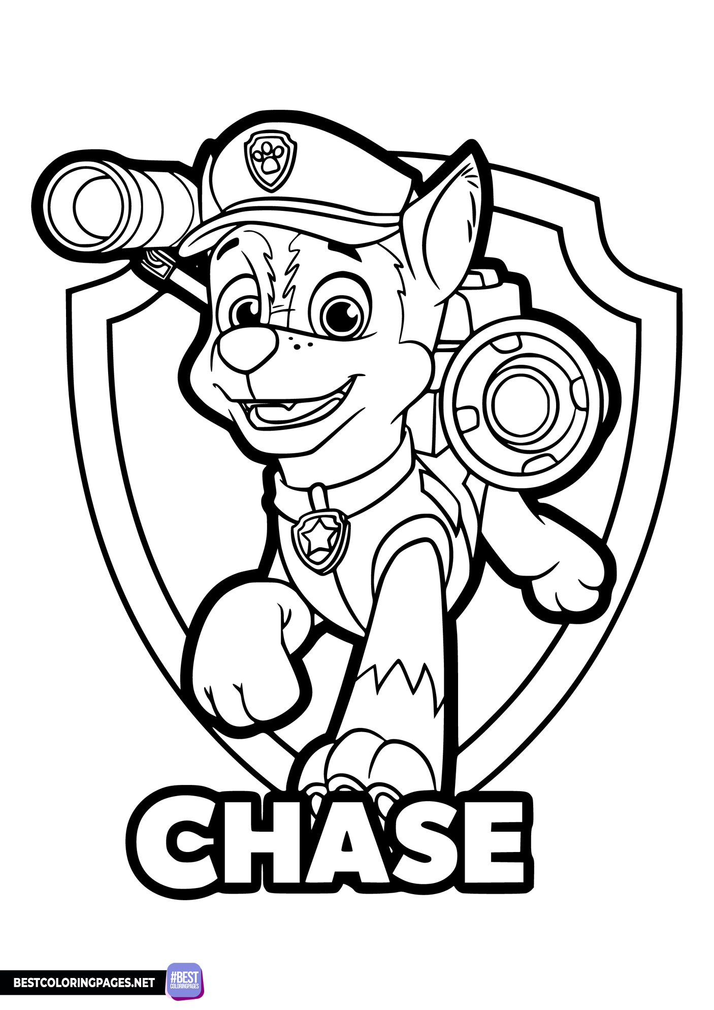 Chase PAW Patrol Coloring Page Free Printable Coloring Pages