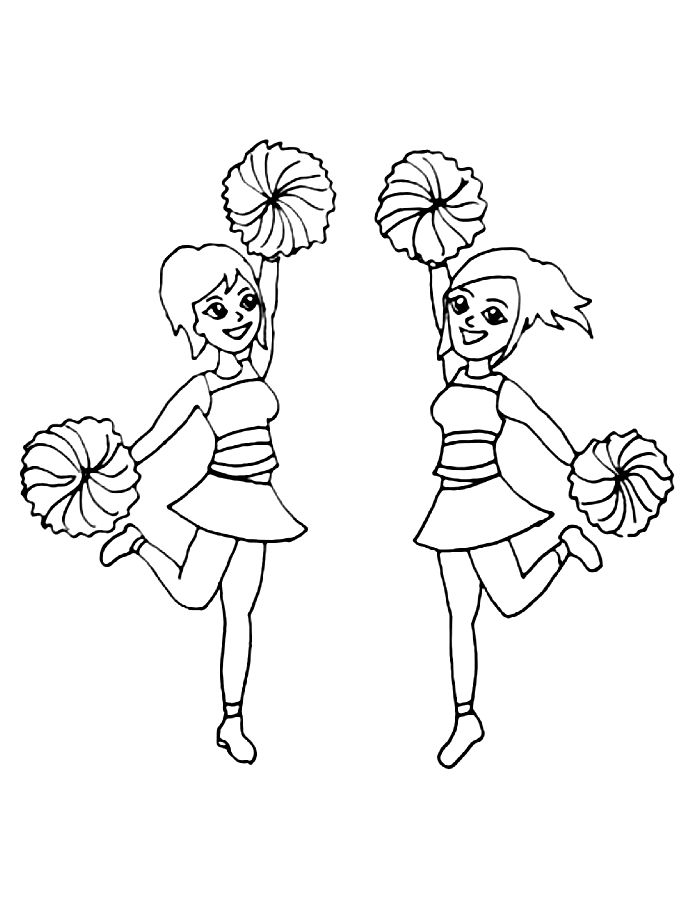 Cheer Girls Coloring Page Free Printable PDF
