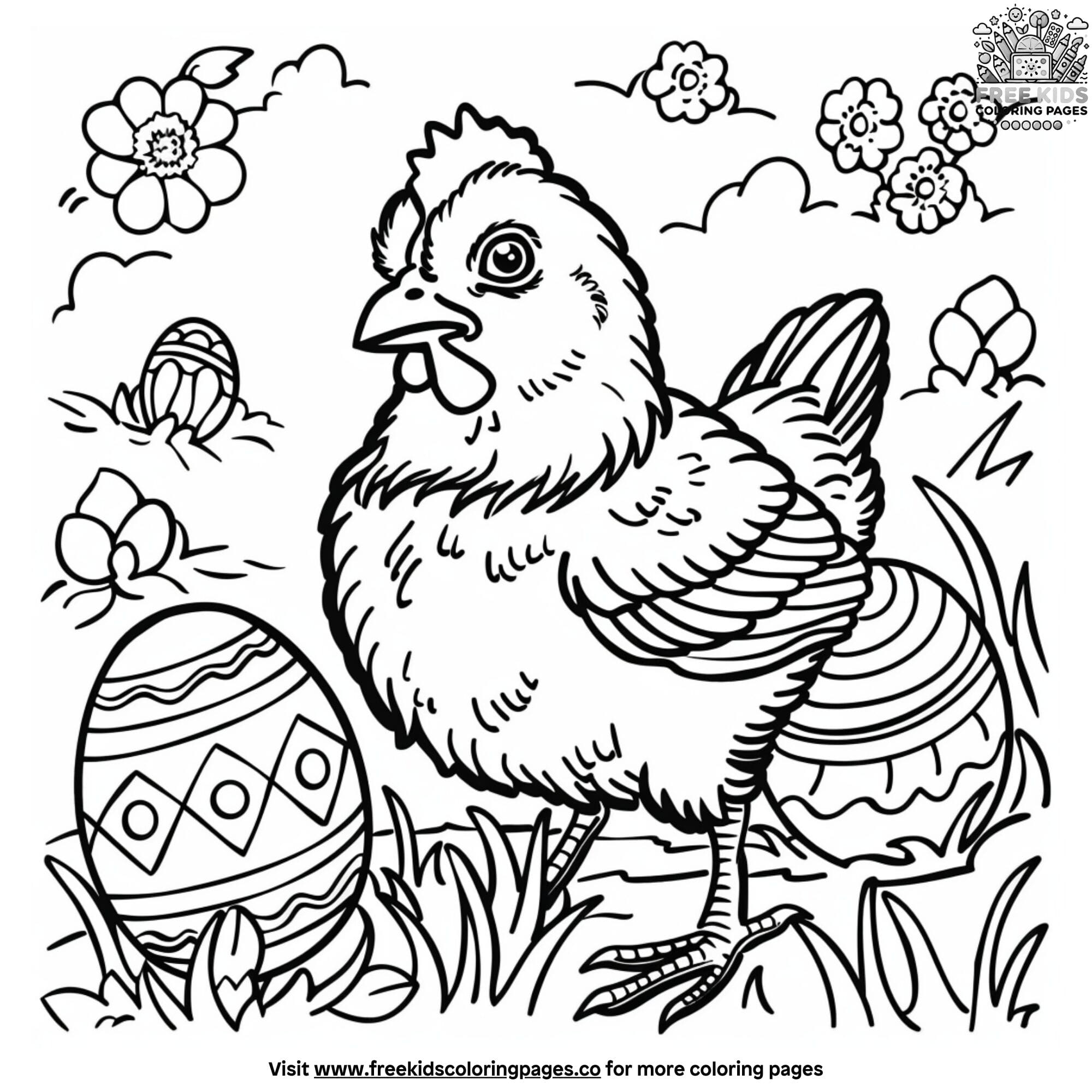 Chicken And Easter Eggs Coloring Pages Chicken And Easter Eggs Coloring Pages