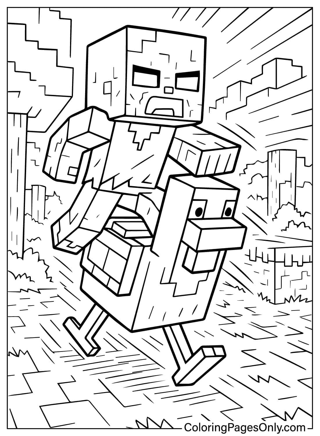 Chicken Jockey Coloring Page Chicken Jockey Coloring Page
