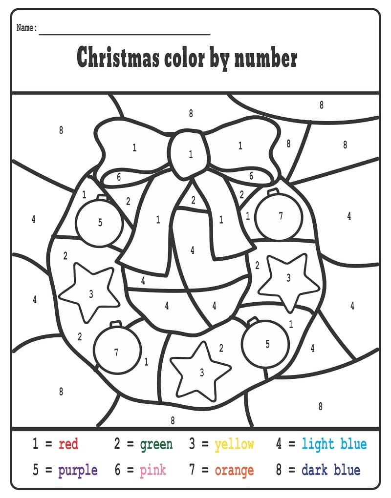 Christmas Color By Number Coloring Pages