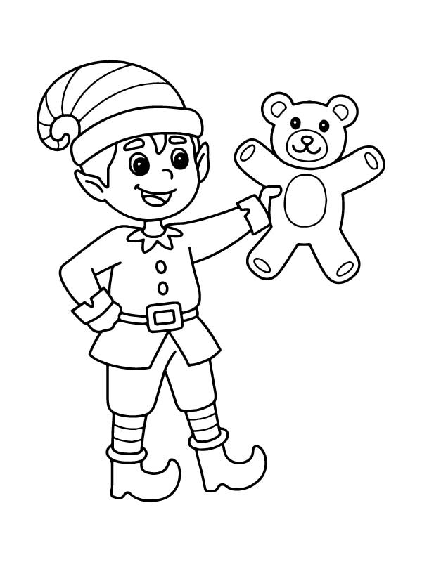Christmas Elf Coloring Page
