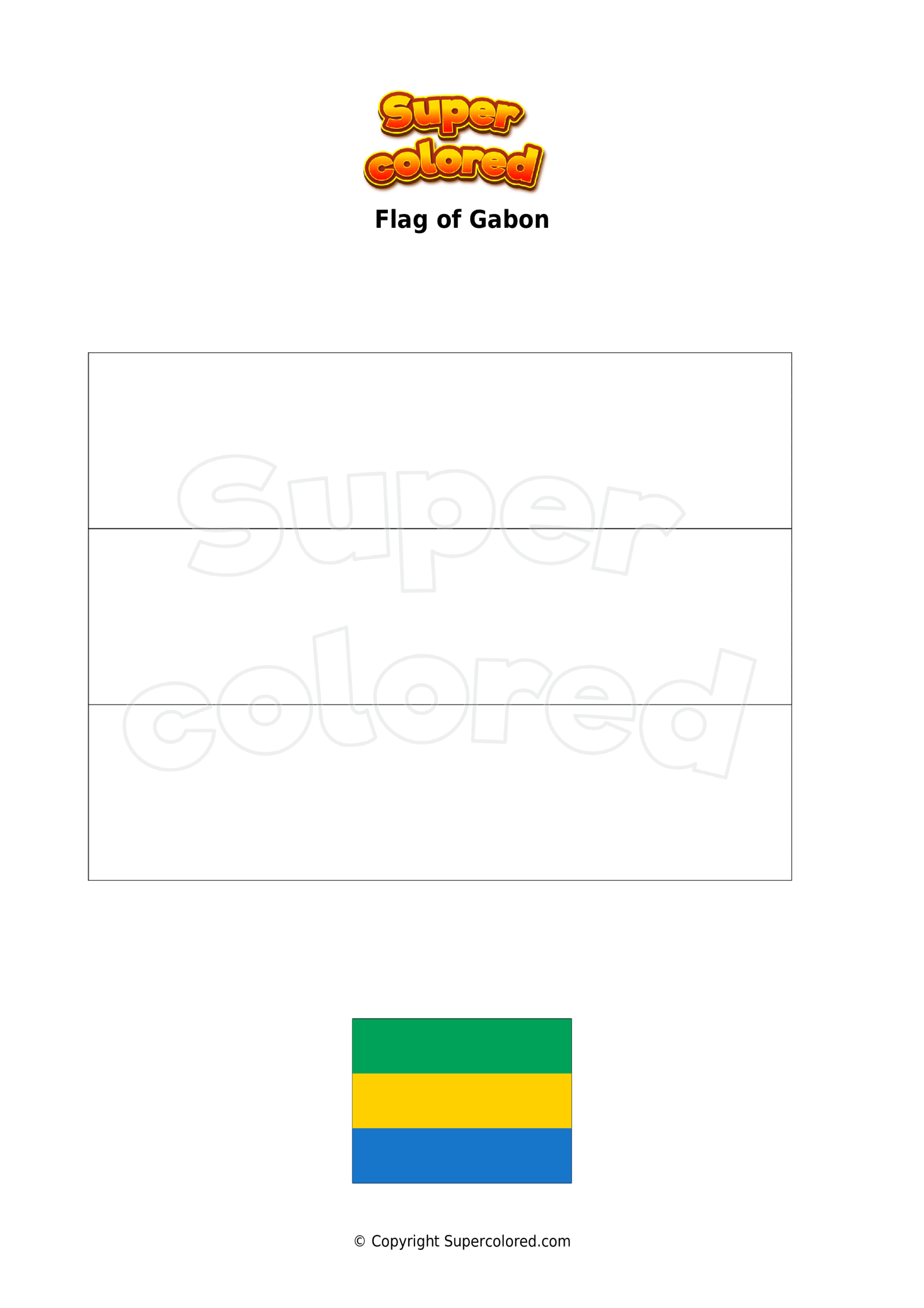 Coloring Page Flag Of Gabon Supercolored