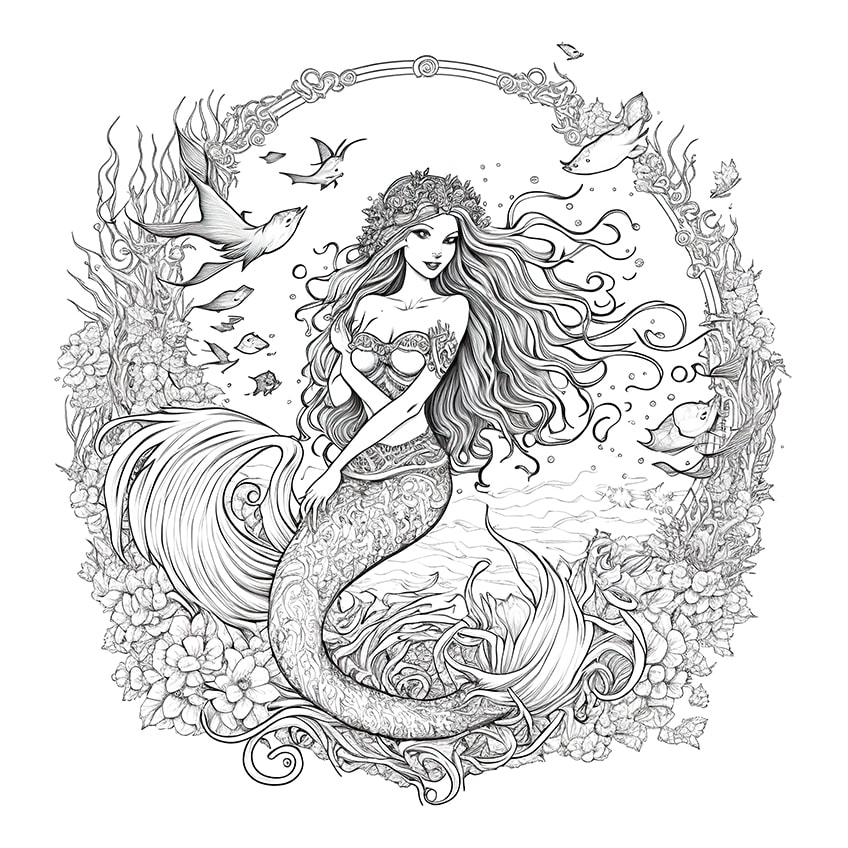 Coloring Page Mermaid Coloring Book 6000 Coloring Pages