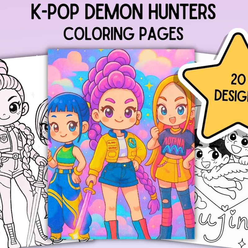 Coloring Pages Huntrix Etsy