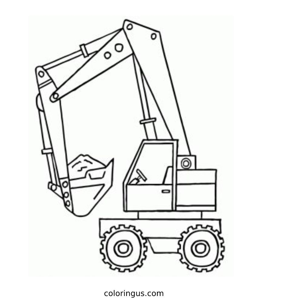Construction Vehicles Excavator Coloring Page