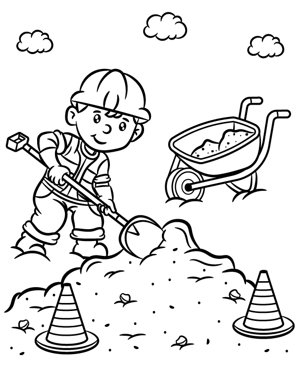 Construction Worker Coloring Picture