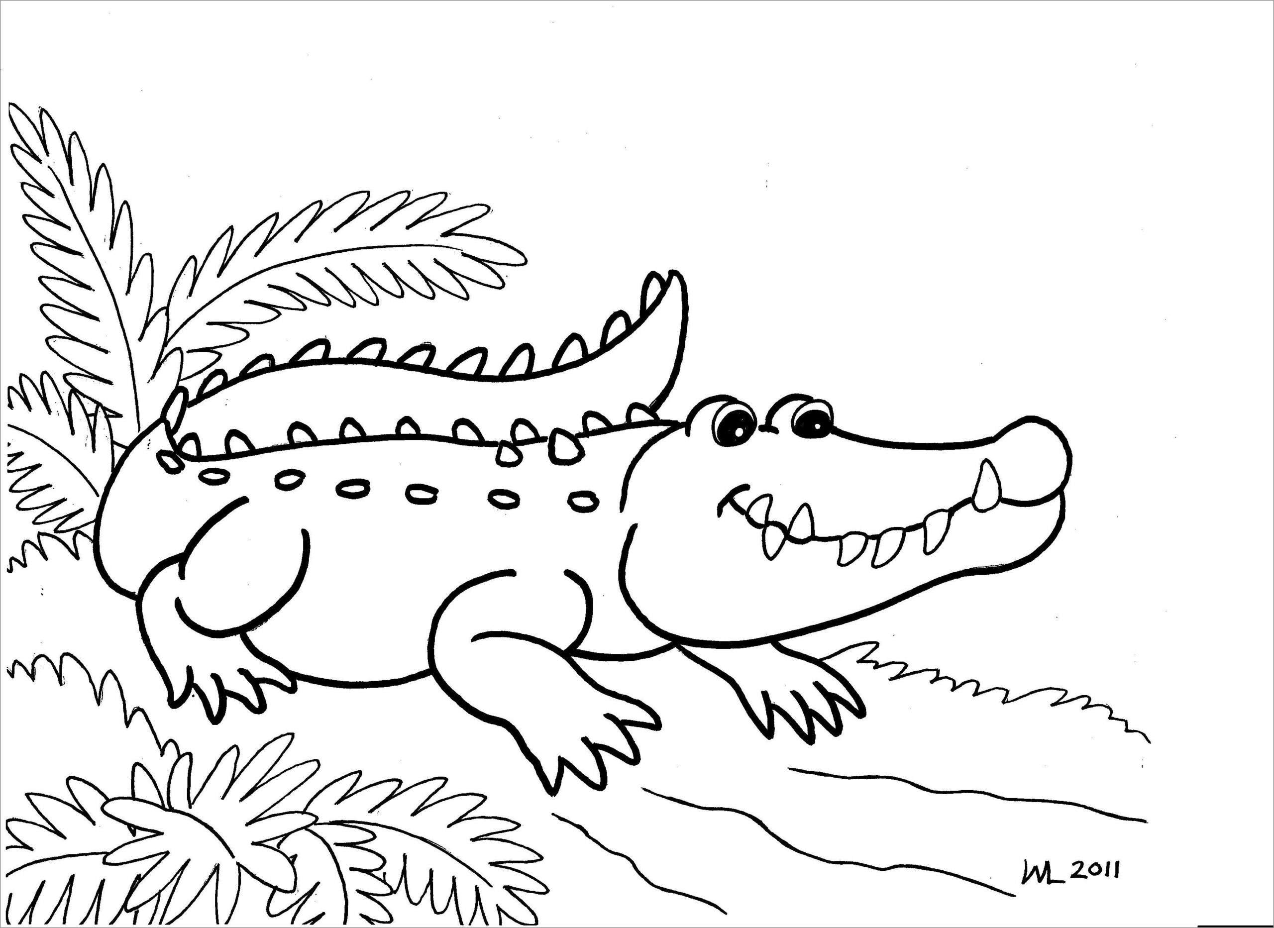 Cute Alligator Coloring Page ColoringBay