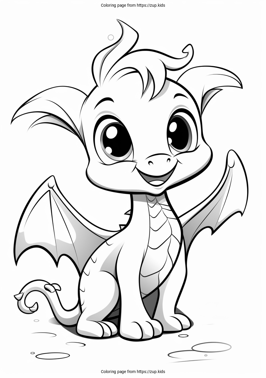 Cute Dragon Coloring Page From Zup kids Cute Dragon Coloring Page From Zup kids