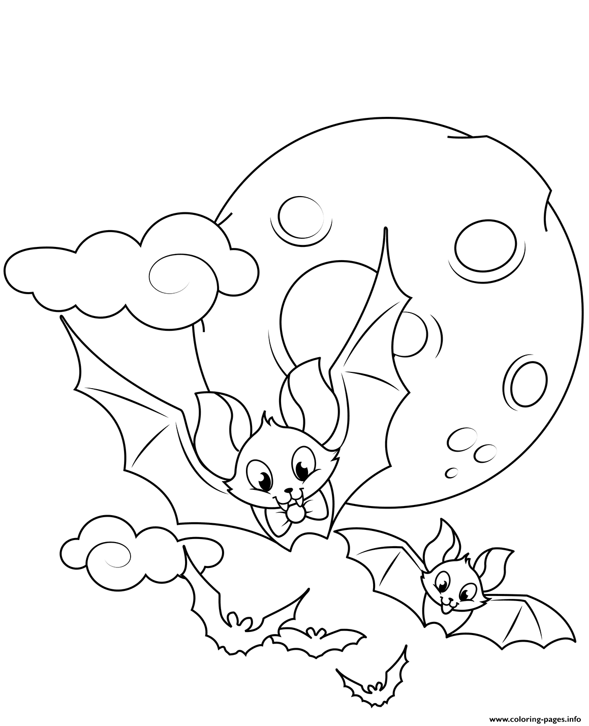 Cute Flying Bats Halloween Coloring Page Printable Cute Flying Bats Halloween Coloring Page Printable