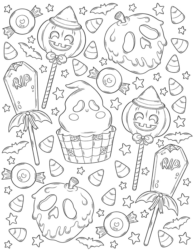 Cute Halloween Coloring Bundle Kawaii Spooky Coloring Pages Cute Halloween Coloring Bundle Kawaii Spooky Coloring Pages