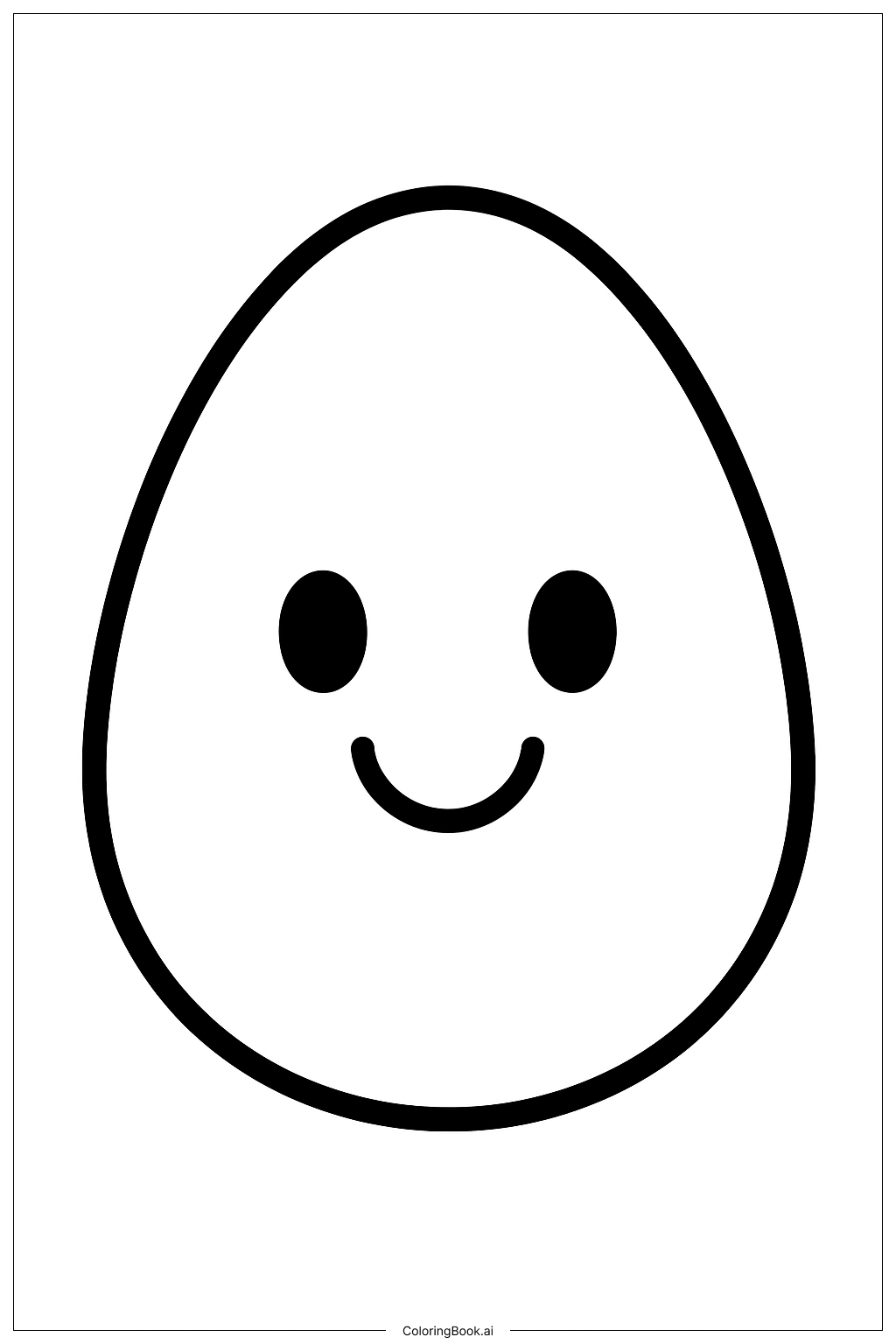 Cute Smiling Egg Coloring Page Free PDF PNG Printable 
