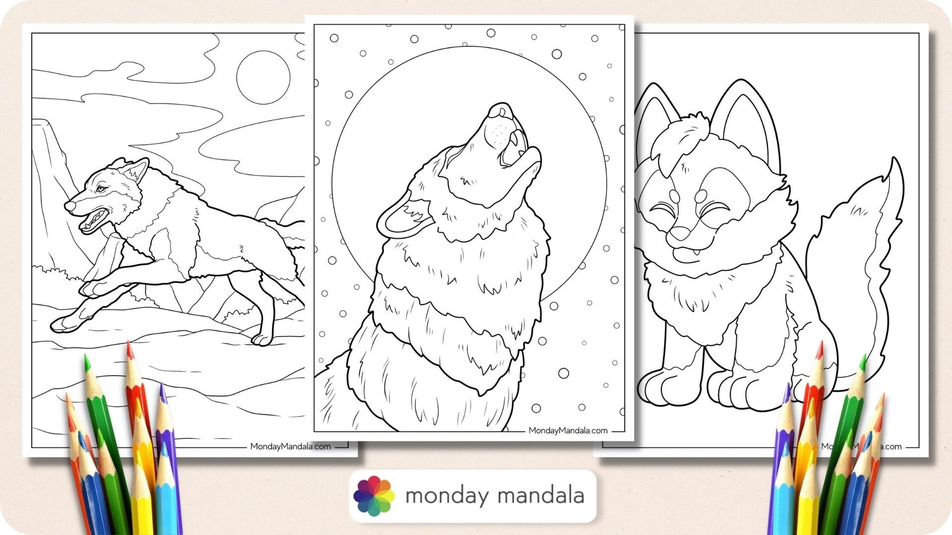 Desert Wolves Coloring Pages 2025 