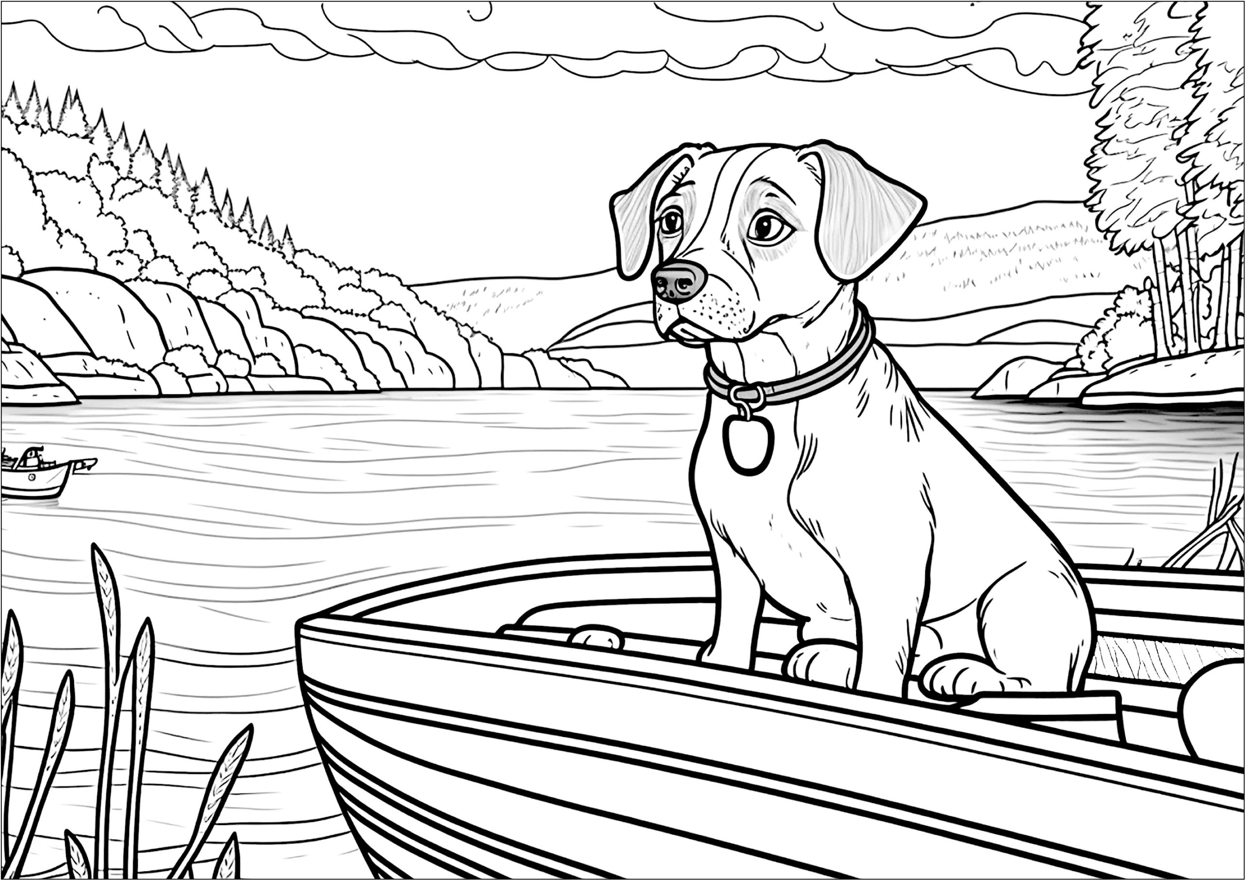 Dog On A Boat Dog Coloring Pages Dog On A Boat Dog Coloring Pages