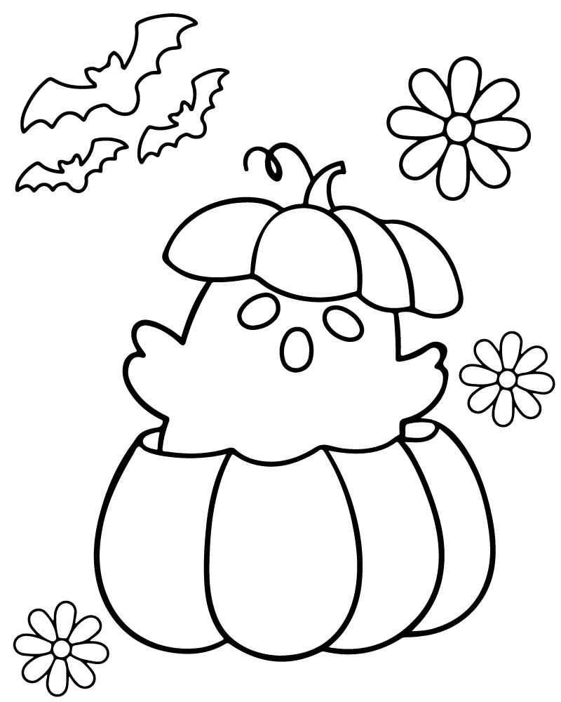 Easy Cute Halloween Coloring Page