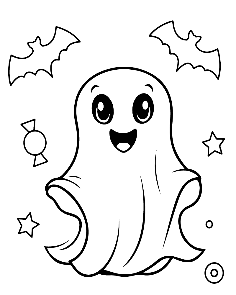 Easy Cute Halloween Coloring Page