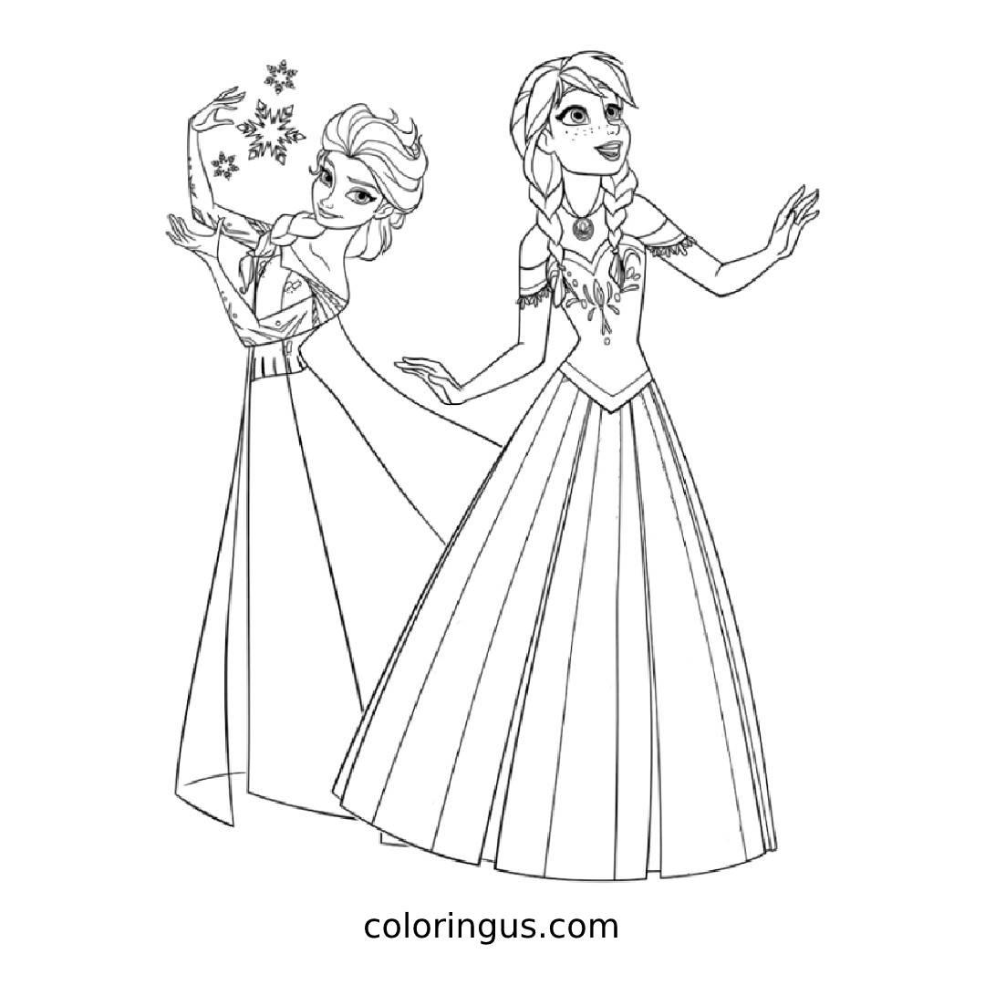 Elsa And Anna Coloring Pages Free Printable PDF 