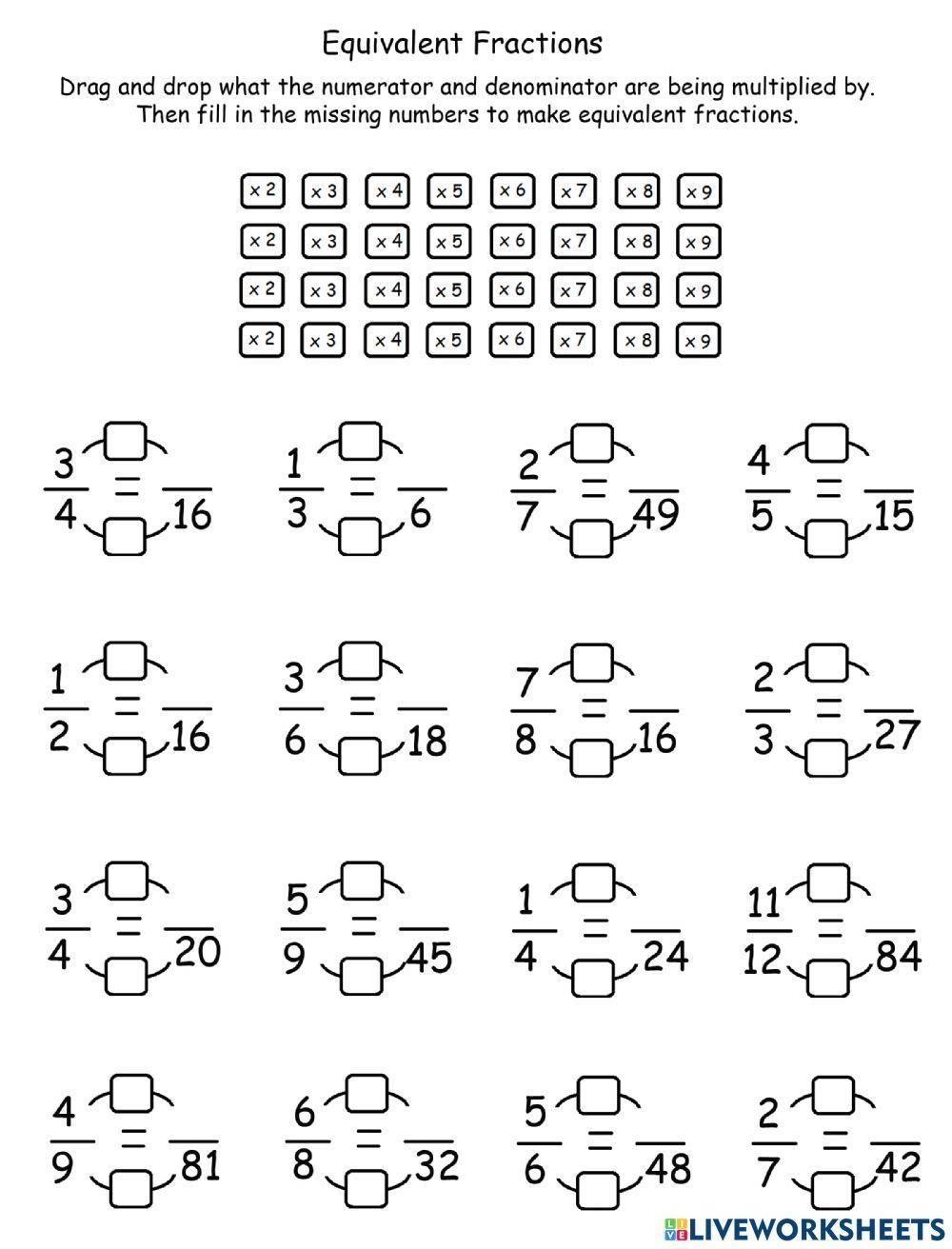 Equivalent Fractions Online Pdf Worksheet Live Worksheets Equivalent Fractions Online Pdf Worksheet Live Worksheets