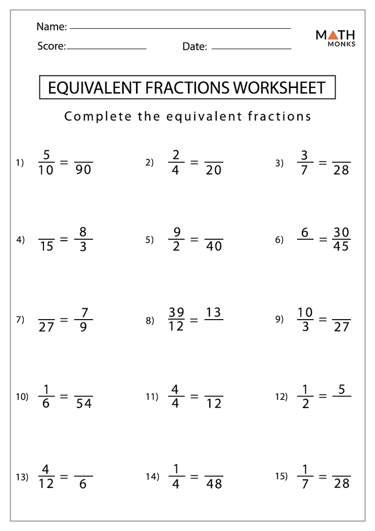 equivalent fractions worksheet equivalent fractions worksheet