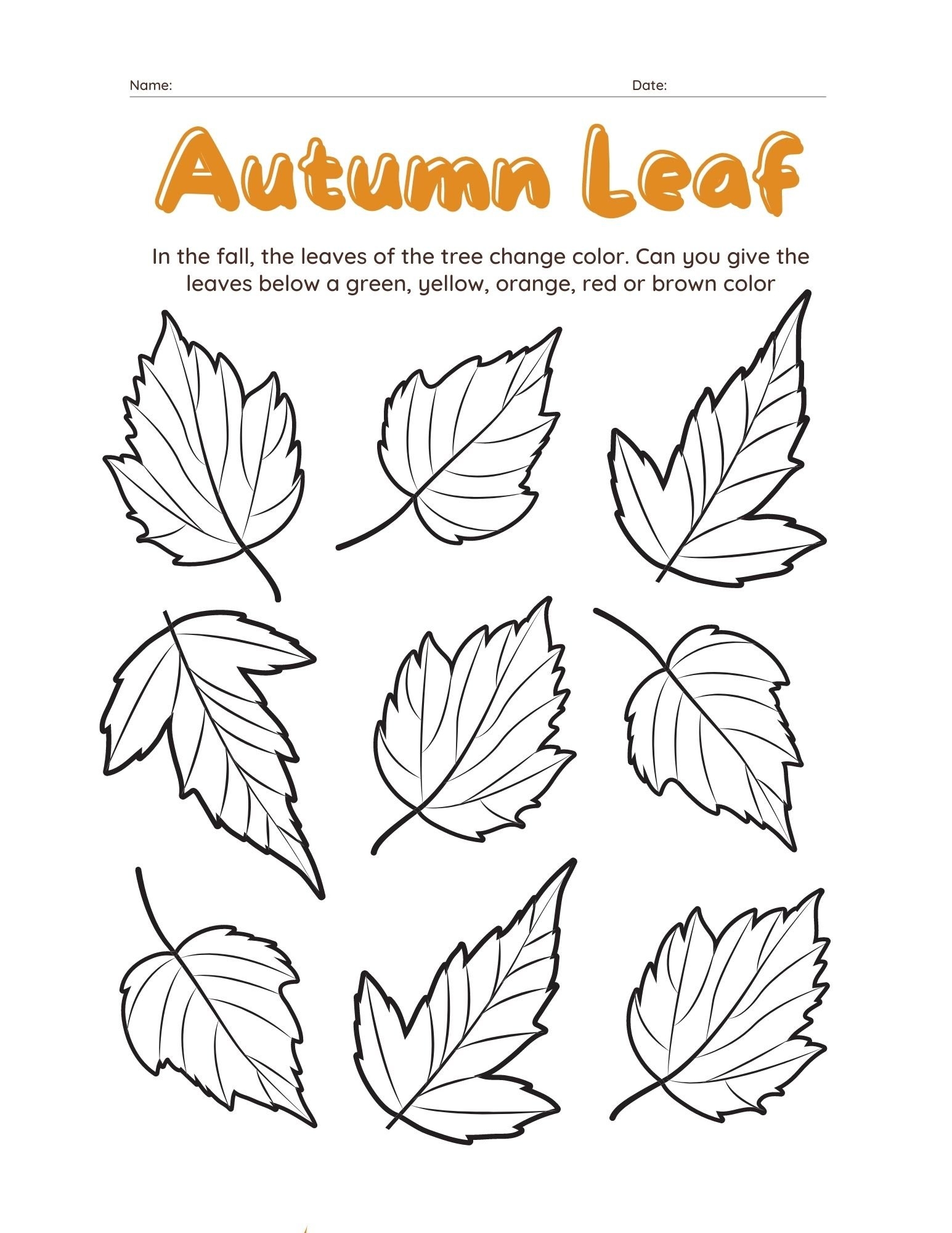 Fall Leaves Coloring Pages For Kindergarten Infoupdate